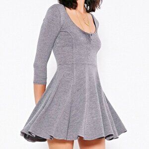 BDG Gray 3/4 Sleeve Super Soft Half Button Down Warm Winter Mini Dress Size XS/S